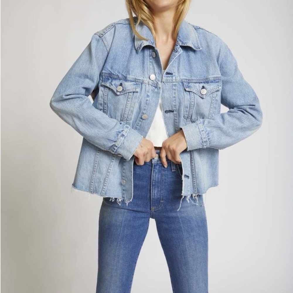 AMO DENIM CANTEEN RAW FRAYED HEM DENIM CLASSIC VINTAGE JACKET - BIG SKIES XS - Picture 9 of 10